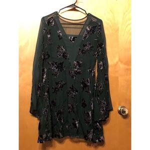 Green Burnout Velvet Dress